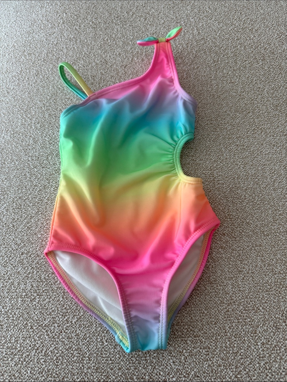 Kids Rainbow Ombre One-Shoulder Swimsuit
